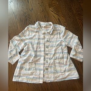 Habitat Clothes to Live in lightweight cotton embroidered tulip hem blouse